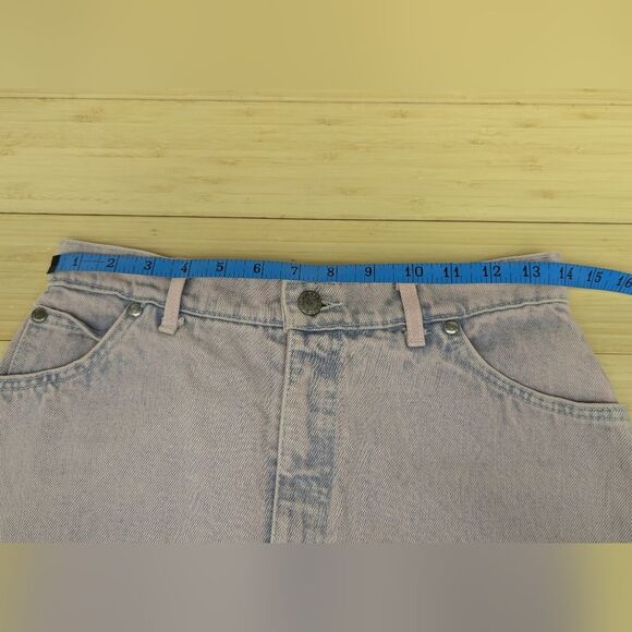 Vintage Overdyed Pink and Blue Denim Jean Mini Skirt by Gitano 28" Waist - Picture 8 of 10